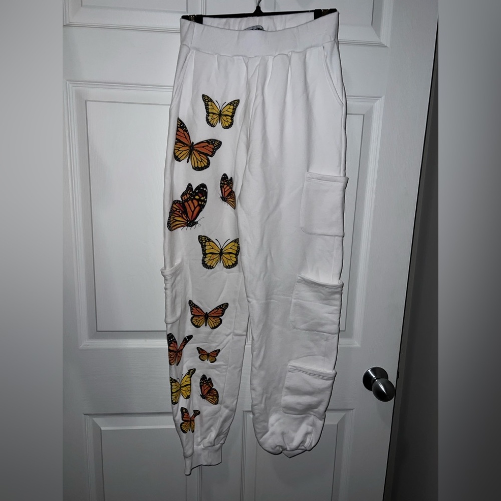 The Kript Butterfly White Sweatpants